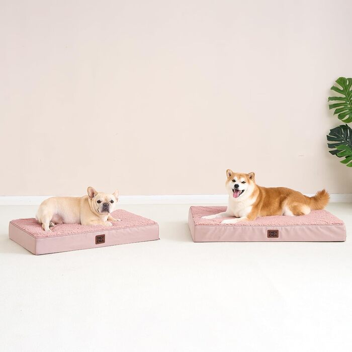 Ортопедичне ліжко для собак середніх порід EHEYCIGA 89x58x9 см, м'яке, миється, рожеве