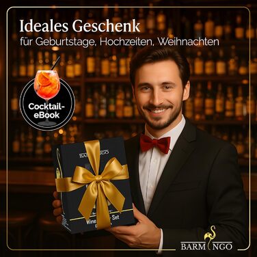 Охолоджувач для вина BARMINGO з нержавіючої сталі з 2 охолоджувальними акумуляторами – охолоджувач для напоїв та пляшок для вина, шампанського та секту | Подвійний сектокюлер з охолоджувальними манжетами | Охолоджувач для винних пляшок | Золотий