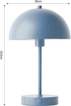 Mokebo® LED настільна лампа бездротова, акумуляторна, диммерна з USB-C 'The Lighthouse', вінтажна лампа-горщик, грибкова лампа та настільна лампа Taupe (мідний колір) з металу з акумулятором, тепле біле світло (блакитно-сірий)