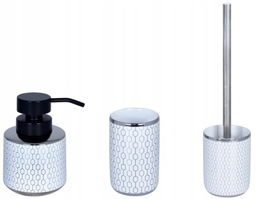 Набір аксесуарів для ванної Cadril (3 предмети), кераміка: дозатор та йоржик для туалету Bisk