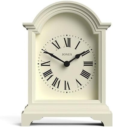 JONES CLOCKS® Bistro Table Clock | Classic Arch Design | White | Timeless style for desk, table, shelf, or nightstand