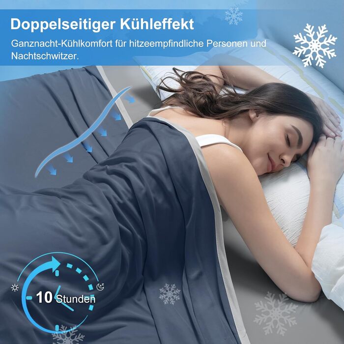 Охолоджуюча ковдра Arc-Chill Q-Max 0.5 (230x270 см), двостороння, з ефектом самоохолодження, сіра (Indigoblau), для ліжка, дивана, подорожей