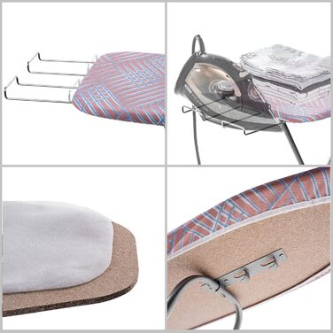 КADAX Прасувальна дошка з полицею, 104x30 см, прасувальна станція з підставкою для праски, компактна, з підкладкою з піни (персикова)