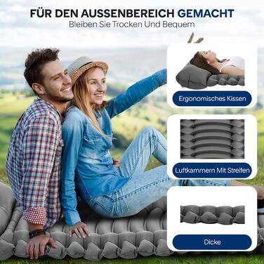 Спальні килимки та спальні мішки SereneLife – водонепроникні та міцні, для кемпінгу, трекінгу та відпочинку на природі (сірий)