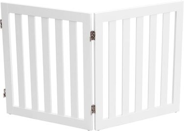Захисний бар'єр для собак COSTWAY 60см, дерев'яне огорожа, дитяче ворота, розкладні, для сходи, білий (2 панелі)