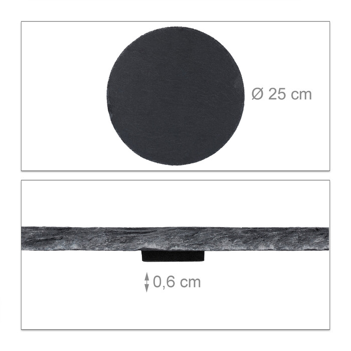 Relaxdays Set of 6 Round Slate Plates