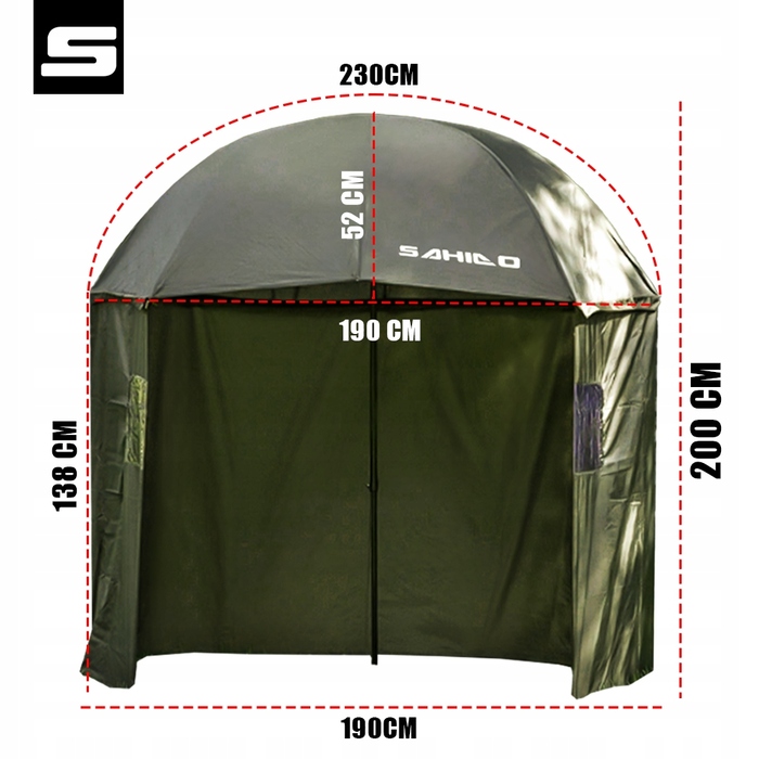 Парасолька для рибалки Sahido FISHING SHIELD ADVANCED SET, 230 x 190 см