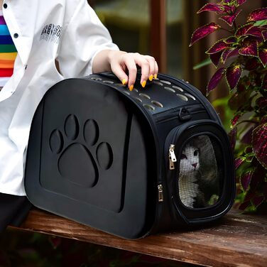 Транспортна переноска для кота/собаки Retoo, чорна, складана, для маленьких тварин (кіт, собака, кролик, цуценя)