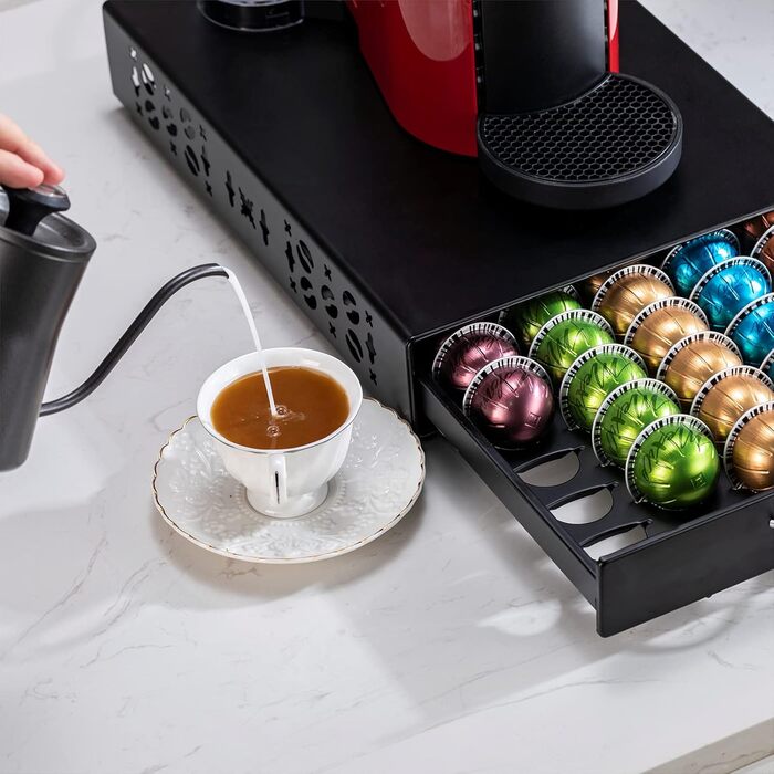 Тримач для капсул Vertuo Rice rat для Nespresso Vertuo, 50 капсул, чорний, скляний каркас чорного кольору