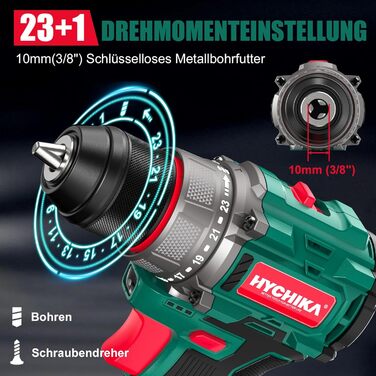 Акумуляторна дриль-шуруповерт HYCHIKA NBT-CD-16.8A-BL: 45Nm, 23+1 момент, 53 шт. аксесуарів, LED, 1500mAh