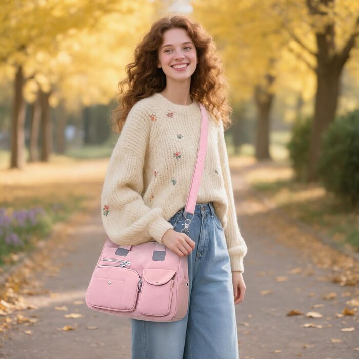 Сумка жіноча DIRRONA велика шопер – містка сумка через плече для міста, роботи, університету та подорожей, рожевий