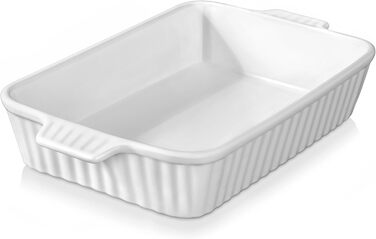 Керамічна форма для запікання MALACASA Bake.Bake 3 л, 37.5 см, прямокутна, біла, для лазаньї, тірамісу, запіканок, на 4-6 осіб