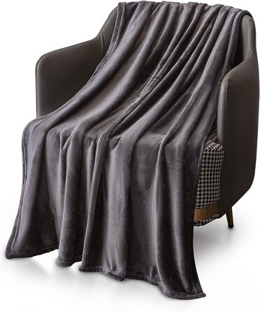 Плед KEPLIN Luxuriöse: великий, м'який, плюшевий, з мікрофібри, 150 x Queen, темно-сірий