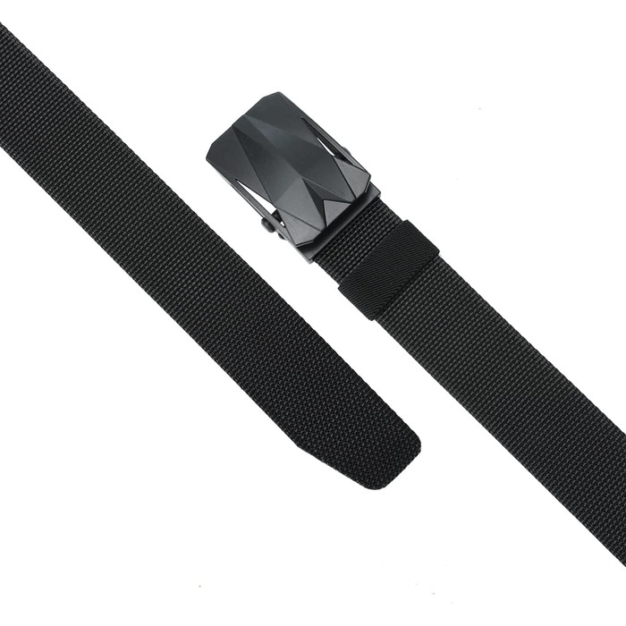 Чоловічий тактичний ремінь з нейлону, велика ширина, автоматична пряжка без отворів. Чорний, 110-200 см (для талії 166-175 см). У подарунковій коробці.