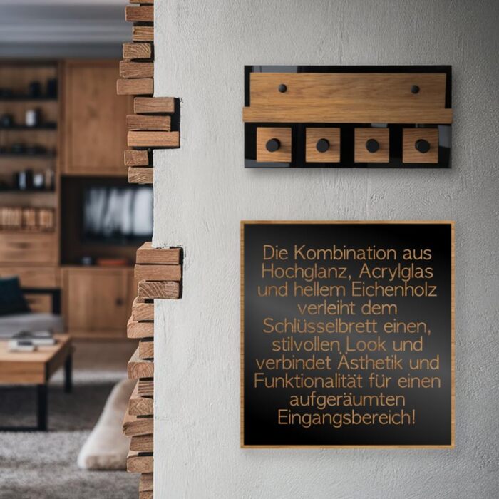 Сучасне ключниця Alakay з поличкою - блискуче дерев'яне ключниця чорного кольору для стильного зберігання ключів, підійде для дому чи офісу, практичне та елегантне