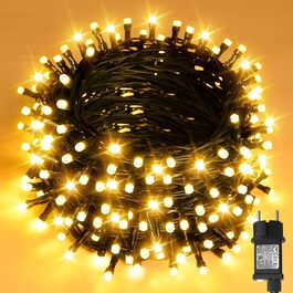 Льо́нточна гірлянда на Різдво, 20 метрів, 200 LED, з таймером, 8 режимів, вологостійка, тепле біле світло, для прикраси ялинки, саду, дому