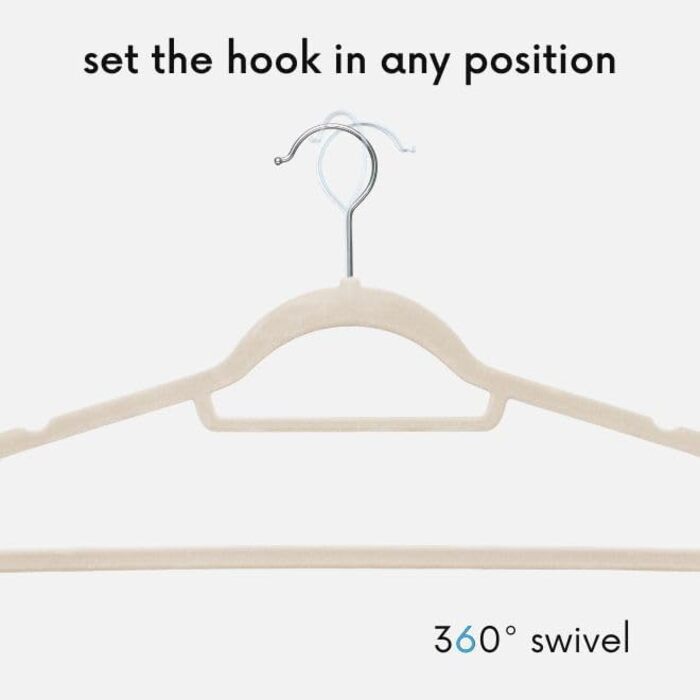 В'язки для одягу OGIVO - набір з 20 шт. - антиковзаючі вішалки для гардеробу - для краваток, з обертовим гачком 360° - з вирізами для плечей (Бежевий)