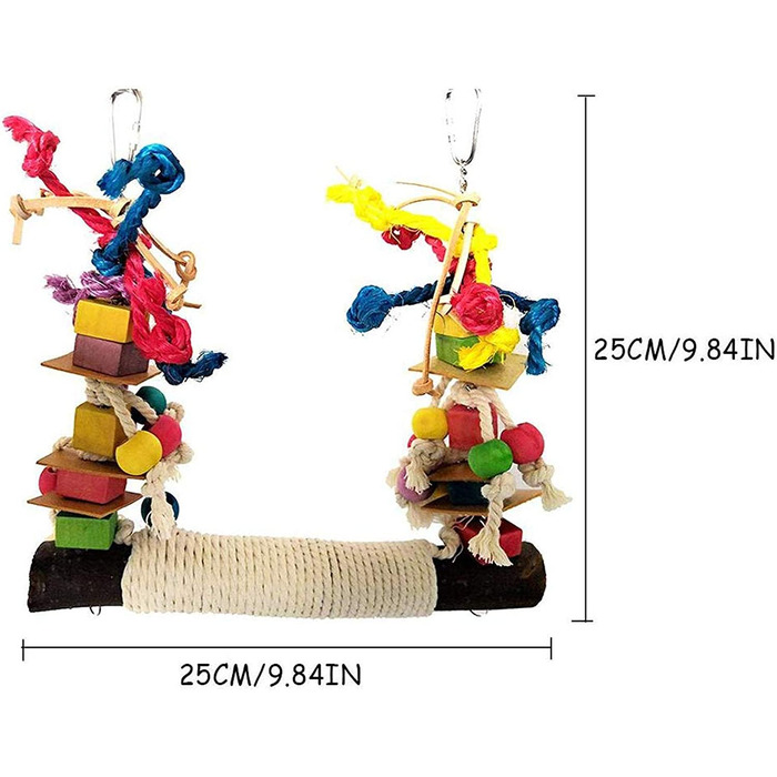 Bird Toy, Bird Toy for Birds, Parrots, Swing, Natural Wood Chew Toy, Hanging, Bird Toy Wooden Bell, Bird Swing, Chewing Accessories, Colorful Wooden Ferris Wheel
