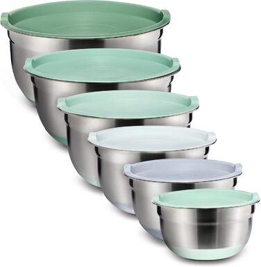 Набір місок для змішування Cook With Color (6 шт.), нержавіюча сталь, колір шавлія