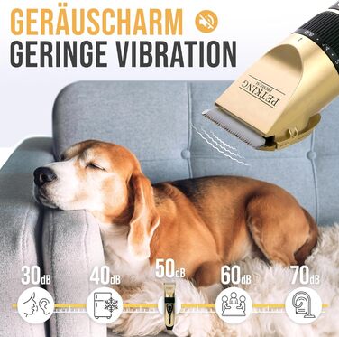 Набір для стрижки собак та котів: професійний триммер для густого хутра з низьким рівнем шуму, золотий