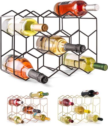 Gusto Nostro Wine Rack for Table - Modern Black Metal Wine Rack for 14 Bottles - 3-Tier Wine Rack Small - Bottle Rack for Table, Cabinet & Pantry - No Assembly Required