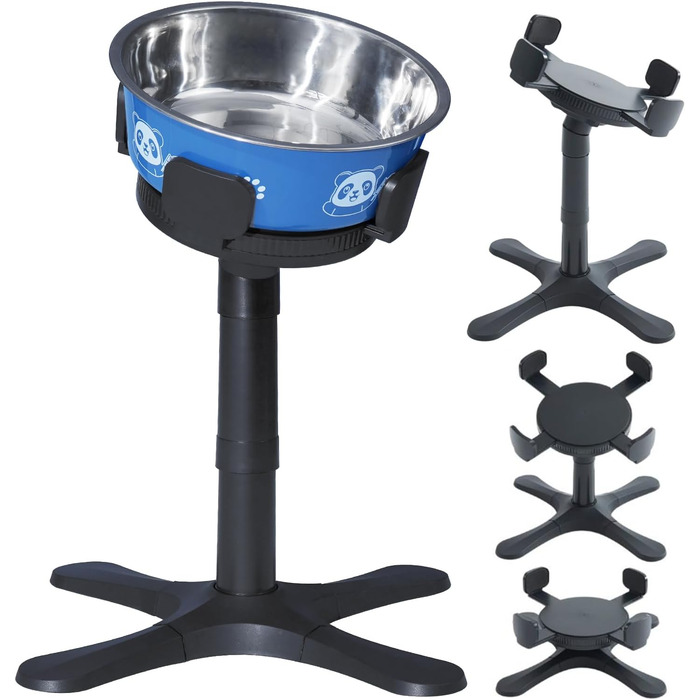 Підвищений годівниця для собак DOUDING з нержавіючої сталі, регульована висота та нахил, антиковзаюча, для малих, середніх та великих собак