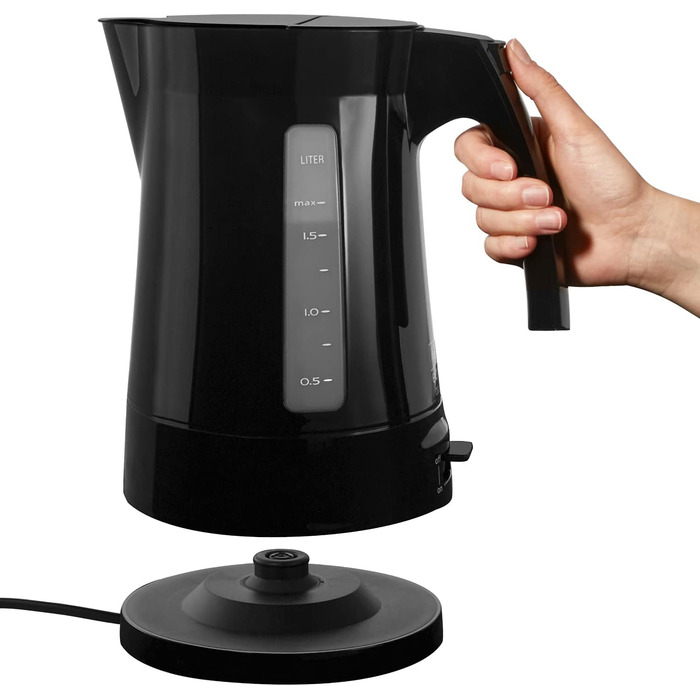 Електричний чайник MELITTA Enjoy Aqua, 1.7 л, 2400 Вт, чорний/червоний, знімний фільтр від накипу