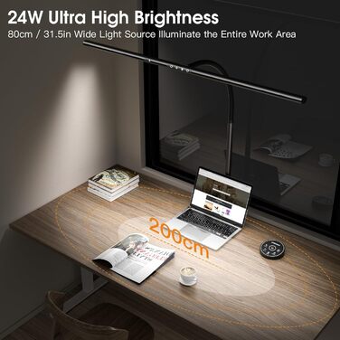 LED лампа настільна EYOCEAN з жестами та пультом, 24W, 80см, для офісу, читання, архітекторів, дизайнерів, чорна