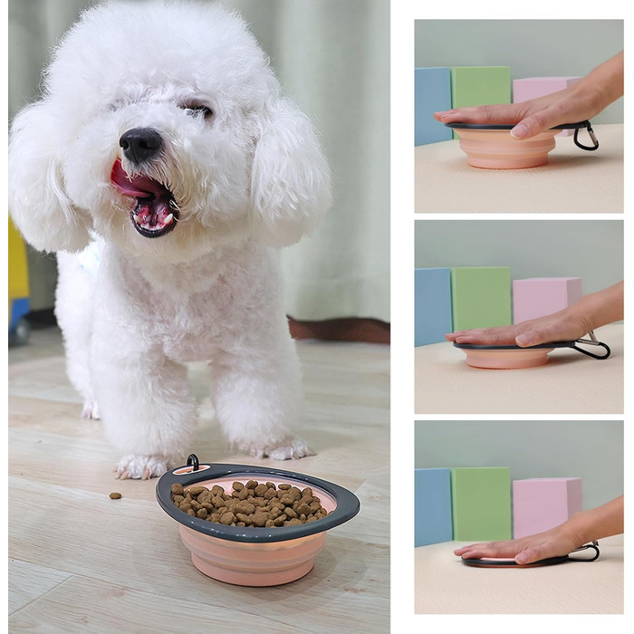 3 складні миски для собак, силіконові дорожні миски для води та їжі, портативні миски для тварин з карабіном