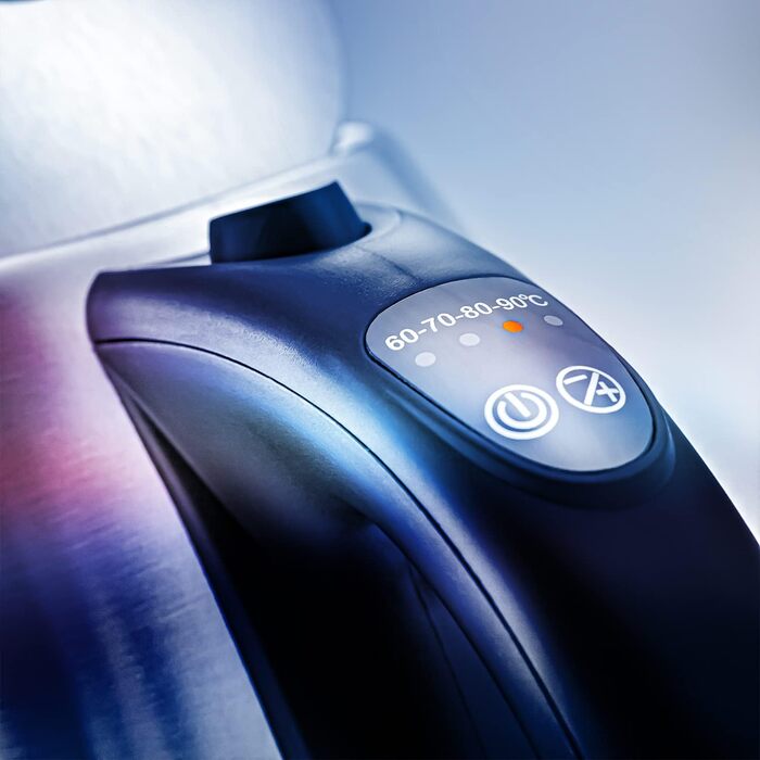 Електричний чайник First Austria Edelstahl 2200W, 1.7L, регулювання температури 60-100°C, підтримання тепла, фільтр від накипу, прихований нагрівальний елемент, LED-підсвічування