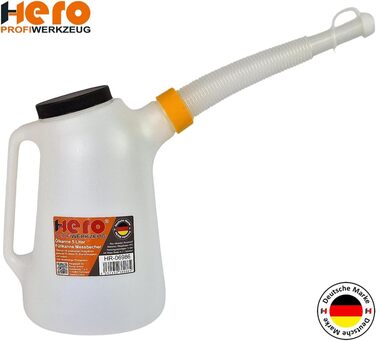 HERO Filling Can, Measuring Can, SET 1L + 3L + 5L Measuring Cups with Flexible Spout and Lid, Water Can, Car Oil Change, Automotive
