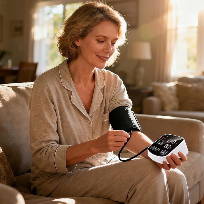 Тонометр на плече RoserRose: цифровий, з голосовим супроводом німецькою, LED-дисплей, 2x99 місць пам'яті, манжета 22-36 см, AAA-батарея/Type-C кабель