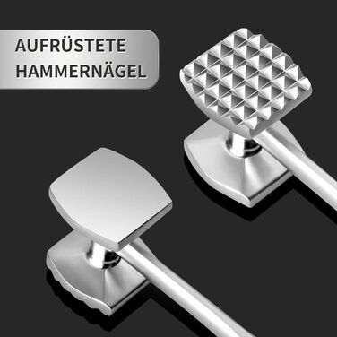 Молоток для м'яса Fleischhämmer з нержавіючої сталі, двосторонній, для шніцелів, котлет, стейків - ніж для розм'якшення м'яса