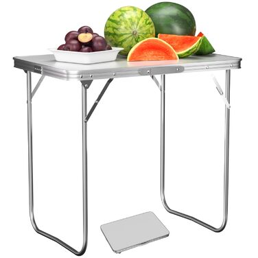 Складний алюмінієвий стіл для пікніка, саду, кемпінгу 120x60x70 см, регульована висота