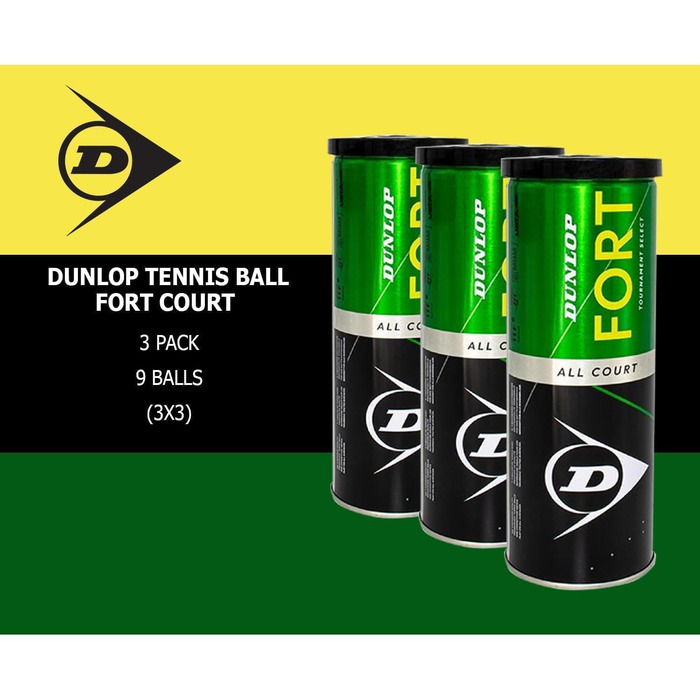 Dunlop Fort All Court Tennis Balls - Tripack (9 Balls / 3 Sets)