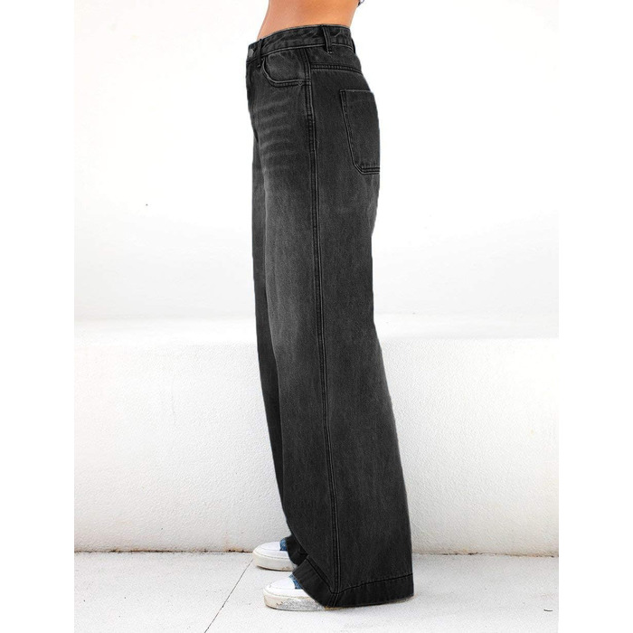 Джинси Weite Leg прямого крою, Used-Look, чорні, розмір XL