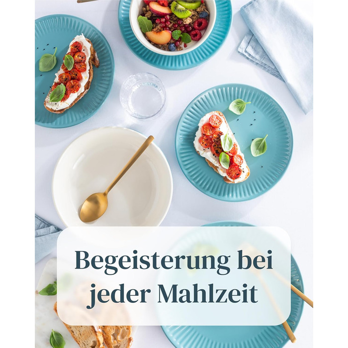 Набір посуду Steingut Hygge 24 шт. для 6 осіб: тарілки, миски, сервіз Pure Living Petrol