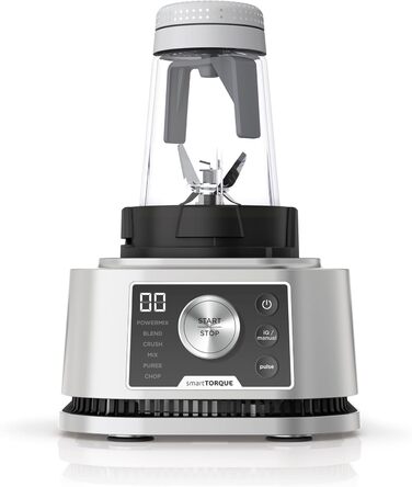 Ninja Foodi Power Nutri Mixer Smoothie Maker 3-in-1, thick spreads & frozen drinks, automatic programs, 2.1L pitcher, 700ml cup & 400ml bowl with Power Paddle, 1200W, Silver CB350EU 3-in-1 Mixer, 1200W
