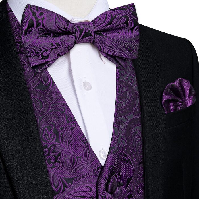Костюмний аксесуар Dibangu для чоловіків: 7-частинний комплект з краваткою, краватковою шпилькою та нагрудником (XL, фіолетовий/чорний)