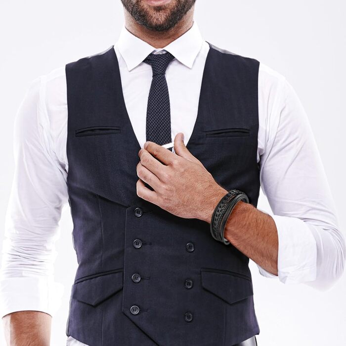 Чоловічий шкіряний браслет ручної роботи, чорний, коричневий, синій. Браслет на руку 21 см. Чудовий подарунок талоту на День батька. Ювелірні вироби для чоловіків