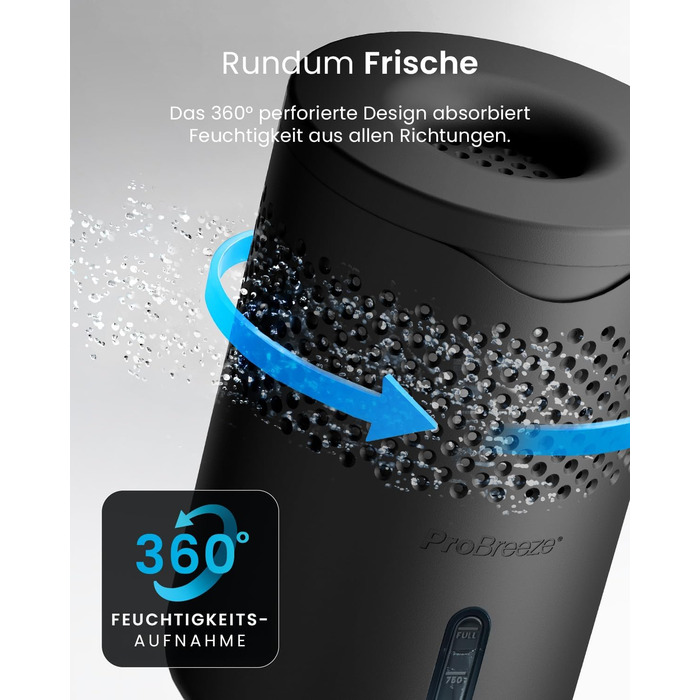 Зволожувач повітря Pro Breeze Osmo – тихий, з можливістю поповнення – для дому, спальні, шафи, авто – міні-зволожувач без живлення – таблетка 700g (до 100 днів) чорний