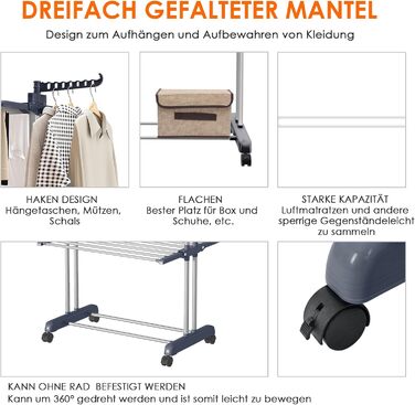 Кімнатна сушарка для білизни Turm 6 крил, сіра, стандарт