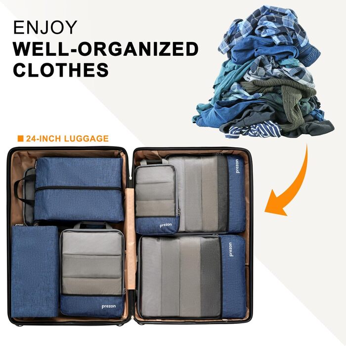 Набір компресійних валізних кубів Prezon для організації багажу (6 шт., Marineblau)