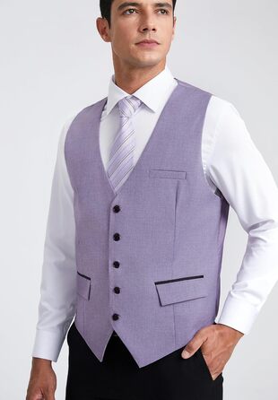 Елегантна жилетка для чоловіків HISDERN: весільна, класична, однотонна, для ділового стилю та вечірніх заходів (сіро-фіолетовий, 3XL)
