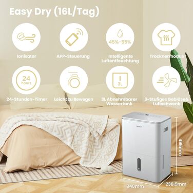 Зволожувач повітря Comfee 30L/24h: для квартири, ванної, підвалу, з таймером та іонізацією
