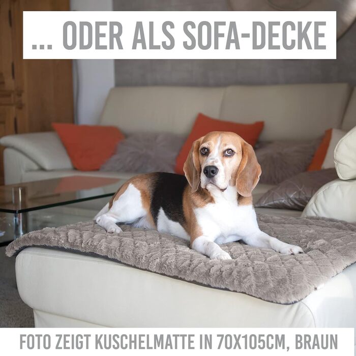 KaraLuna Dog Mat 80 x 55 cm for home & on the go | Washable | 3 sizes available | Dog blanket, dog cushion, padded dog blanket, fluffy (Grey)