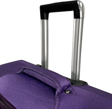 Чемодан-валіза на колесах з тканини, розширюваний, з подвійними колесами (M/L/XL/XXL або набір 4 шт.), м'яке багаж (фіолетовий, ручна поклажа (55 см))