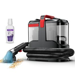 Портативний мийний пилосос для м'яких меблів та килимів з насадкою для видалення шерсті тварин, чорний