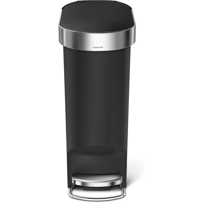 Сміттєвий відер-педаль simplehuman CW1361 вузький, 40 л, для кухні та сортування відходів, чорний