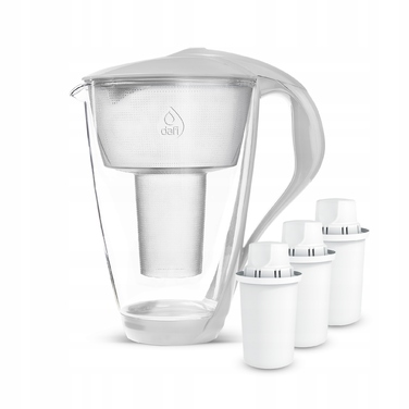 Скляний фільтр-глечик Dafi CRYSTAL LED 2 л, білий + 3 фільтри Classic